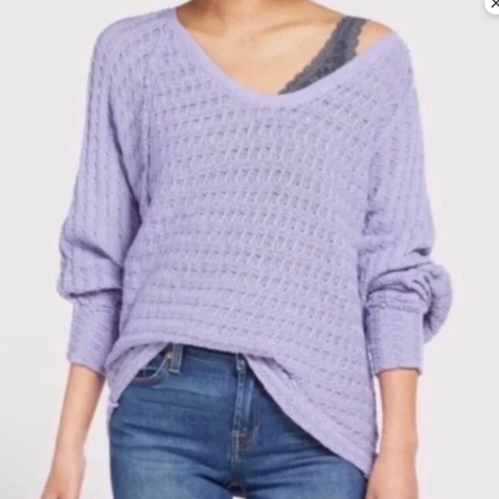 We the free Thiens Hacci sweater lose knit lilac dolman sleeves small
